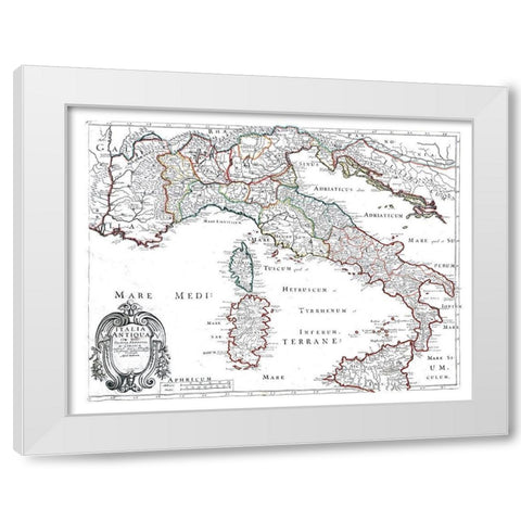 Ancient Italy - Sanson 1641 White Modern Wood Framed Art Print by Sanson