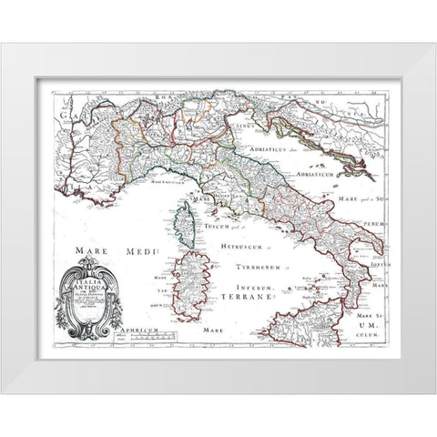 Ancient Italy - Sanson 1641 White Modern Wood Framed Art Print by Sanson