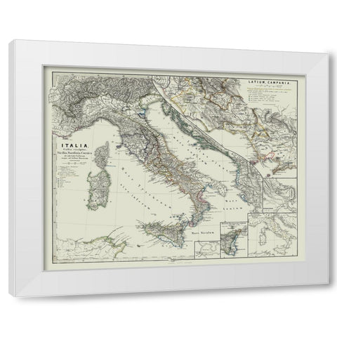 Latium Campania Italy - Spruner 1865 White Modern Wood Framed Art Print by Spruner