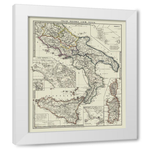 South Italy - Spruner 1865 White Modern Wood Framed Art Print by Spruner