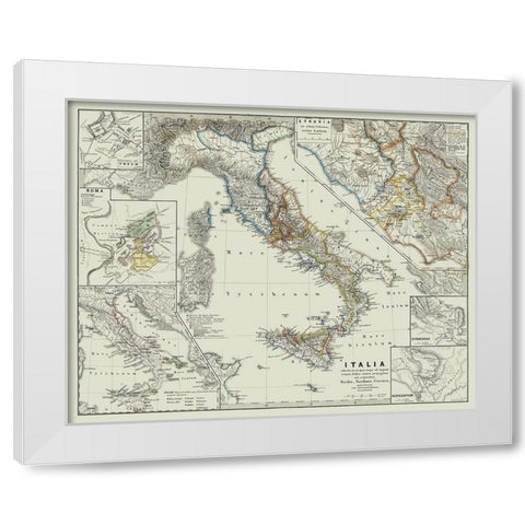 Ancient Italy - Spruner 1865 White Modern Wood Framed Art Print by Spruner