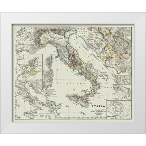 Ancient Italy - Spruner 1865 White Modern Wood Framed Art Print by Spruner