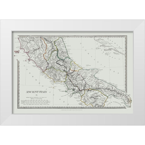 Central Ancient Italy - Chapman 1830 White Modern Wood Framed Art Print by Chapman