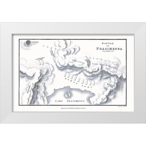 Battle of Lake Trasimene - Italy - Oxford 1828 White Modern Wood Framed Art Print by Unknown