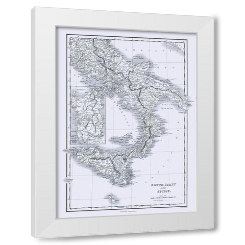 South Italy Sicily - Oxford 1828 White Modern Wood Framed Art Print by Oxford