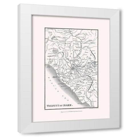 Rome Vicinity Italy - Oxford 1828 White Modern Wood Framed Art Print by Oxford
