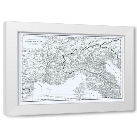 Cisalpine Gaul Rhaetia Noricum Corsica Italy White Modern Wood Framed Art Print by Oxford