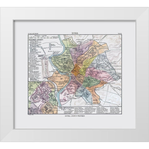 Rome Italy - Perthes 1896 White Modern Wood Framed Art Print by Perthes