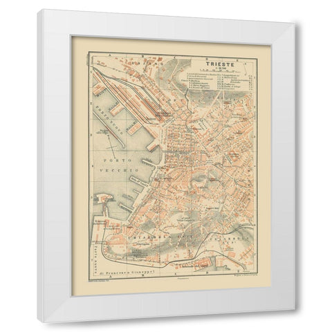 Trieste Italy - Baedeker 1910 White Modern Wood Framed Art Print by Baedeker