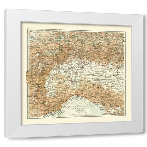 Northwestern Italy - Bertarelli 1914 White Modern Wood Framed Art Print by Bertarelli