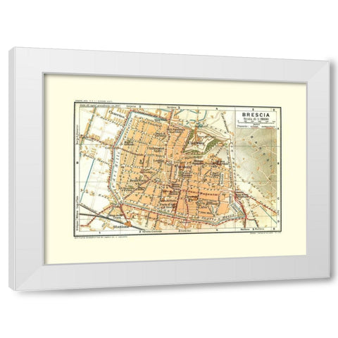 Brescia Italy - Bertarelli 1914 White Modern Wood Framed Art Print by Bertarelli