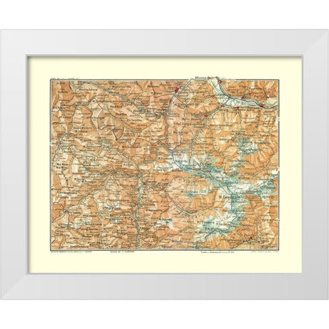 Ortler Region Italy - Bertarelli 1914 White Modern Wood Framed Art Print by Bertarelli