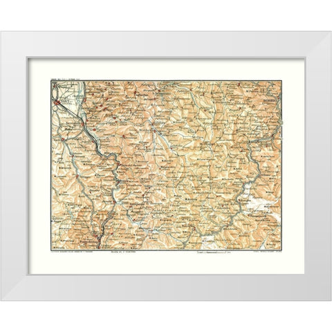 Northwest Italy - Bertarelli 1914 White Modern Wood Framed Art Print by Bertarelli