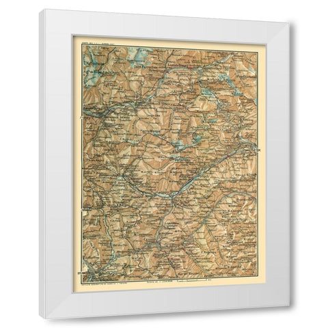 Northeast France Northwest Italy - Bertarelli 1914 White Modern Wood Framed Art Print by Bertarelli