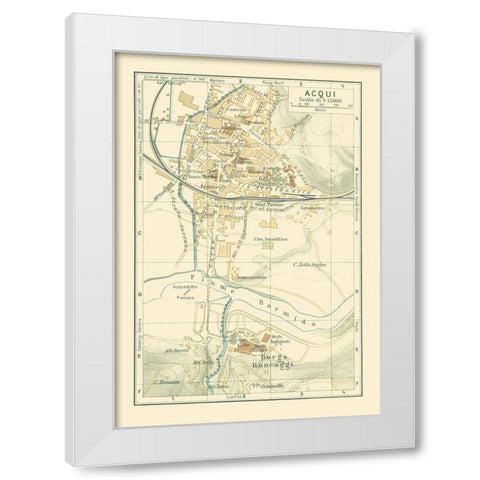 Acqui Italy - Bertarelli 1914 White Modern Wood Framed Art Print by Bertarelli