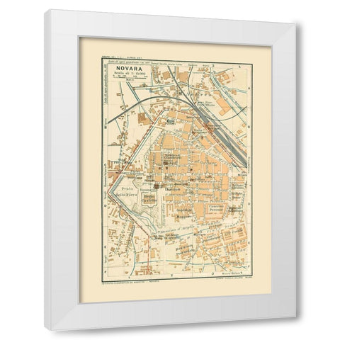 Novara Italy - Bertarelli 1914 White Modern Wood Framed Art Print by Bertarelli