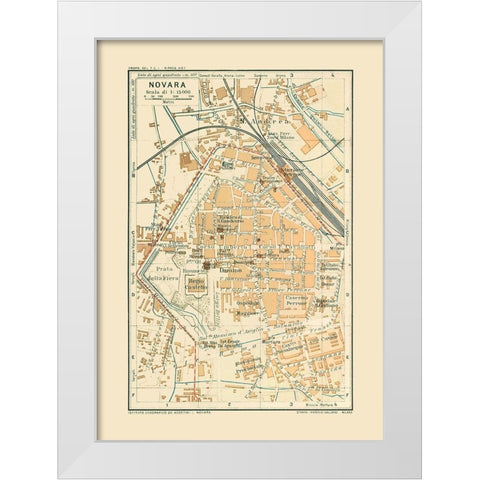 Novara Italy - Bertarelli 1914 White Modern Wood Framed Art Print by Bertarelli