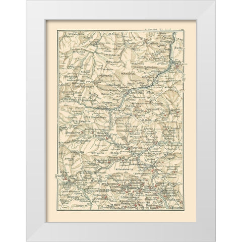 Ligurian Sea Coast Italy - Bertarelli 1914 White Modern Wood Framed Art Print by Bertarelli