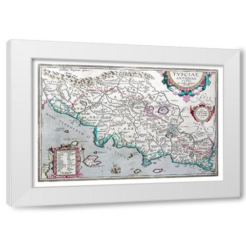 Ancient Etruria 1584 Central Italy - Ortelius 1584 White Modern Wood Framed Art Print by Ortelius