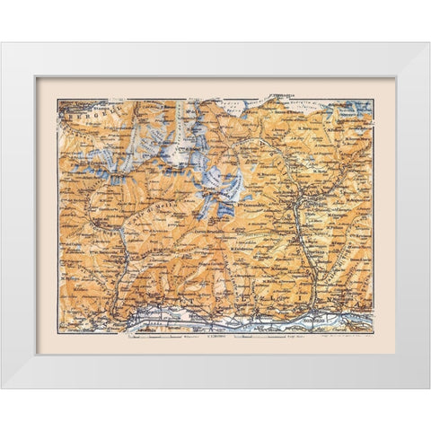 Valtellina North Italy Region - Baedeker 1921 White Modern Wood Framed Art Print by Baedeker