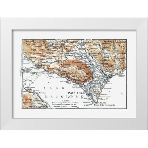 Pallanza Region Italy - Baedeker 1921 White Modern Wood Framed Art Print by Baedeker