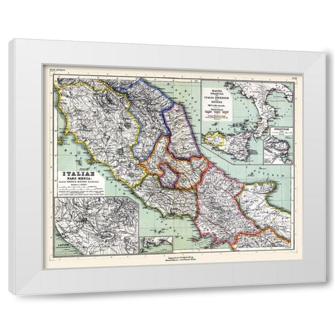 Central Italy - Kiepert 1903 White Modern Wood Framed Art Print by Kiepert