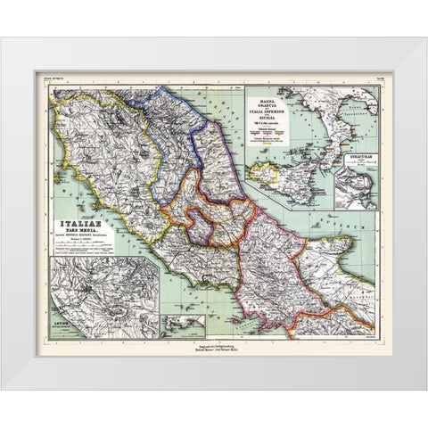 Central Italy - Kiepert 1903 White Modern Wood Framed Art Print by Kiepert