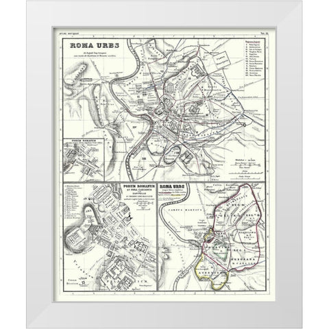 Rome Italy - Kiepert 1903 White Modern Wood Framed Art Print by Kiepert