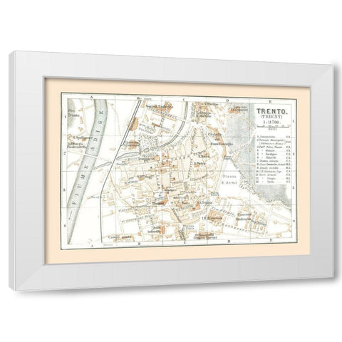 Trento Italy - Baedeker 1896 White Modern Wood Framed Art Print by Baedeker