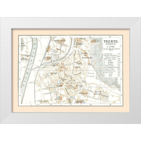 Trento Italy - Baedeker 1896 White Modern Wood Framed Art Print by Baedeker