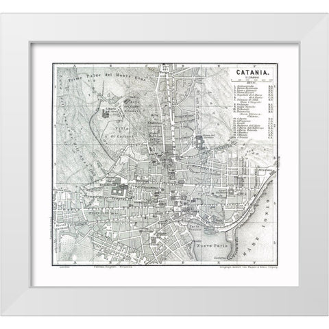 Catania Italy - Baedeker 1880 White Modern Wood Framed Art Print by Baedeker