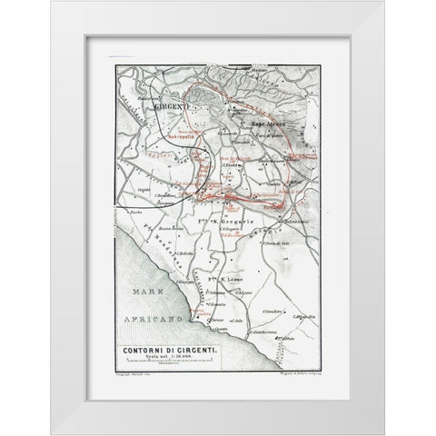 Girgenti Italy - Baedeker 1880 White Modern Wood Framed Art Print by Baedeker