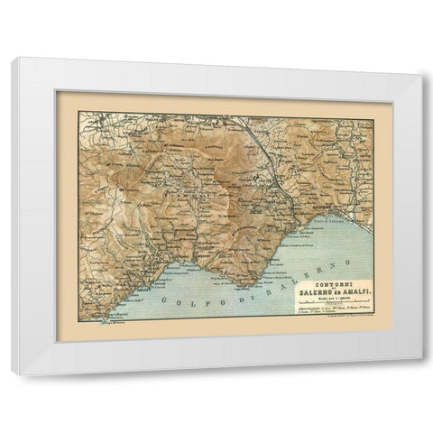 Salerno Amalfi Italy - Baedeker 1880 White Modern Wood Framed Art Print by Baedeker