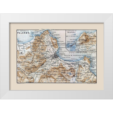 Palermo Trapani Italy - Baedeker 1880 White Modern Wood Framed Art Print by Baedeker