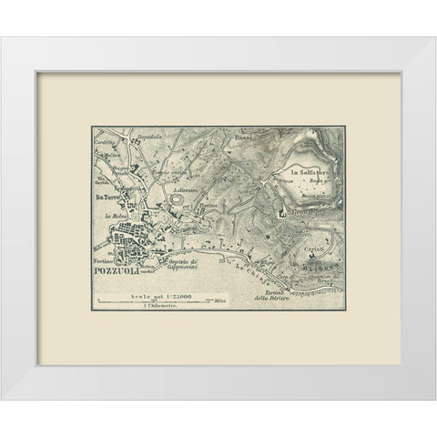 Pozzuoli Italy - Baedeker 1880 White Modern Wood Framed Art Print by Baedeker