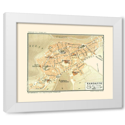 Randazzo Sicily Italy - Baedeker 1880 White Modern Wood Framed Art Print by Baedeker