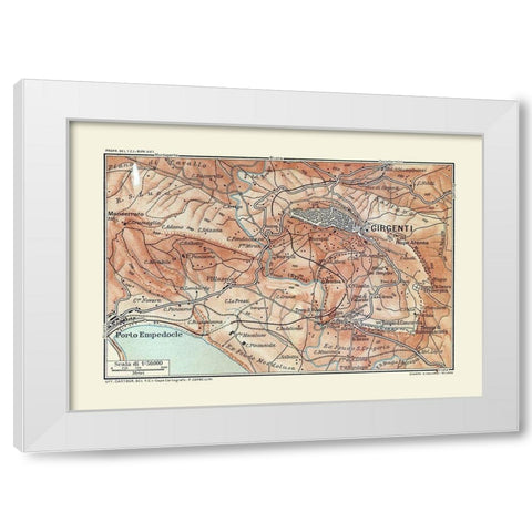 Girgenti Region Italy - Baedeker 1880 White Modern Wood Framed Art Print by Baedeker