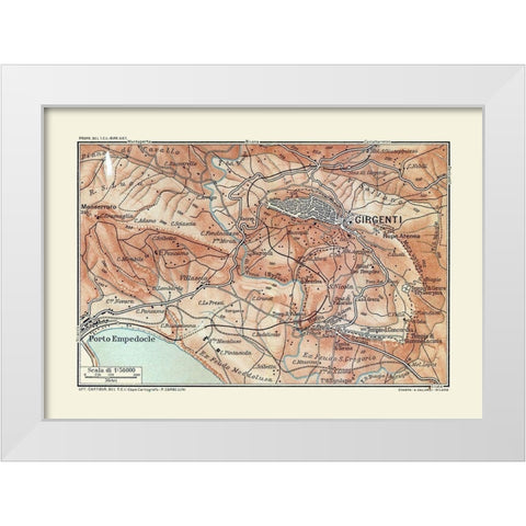 Girgenti Region Italy - Baedeker 1880 White Modern Wood Framed Art Print by Baedeker