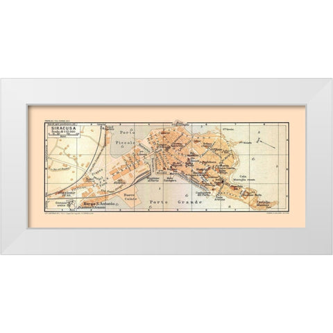 Syracuse Italy - Baedeker 1880 White Modern Wood Framed Art Print by Baedeker