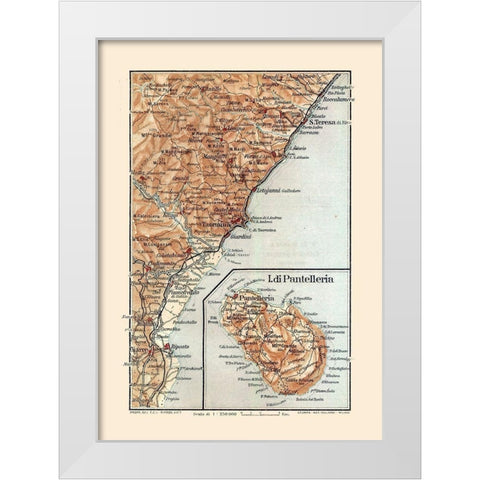 Giardini Region Sicily Italy - Baedeker 1880 White Modern Wood Framed Art Print by Baedeker