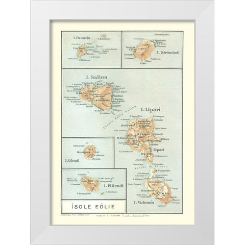 Italian Islands Italy Europe - Baedeker 1880 White Modern Wood Framed Art Print by Baedeker