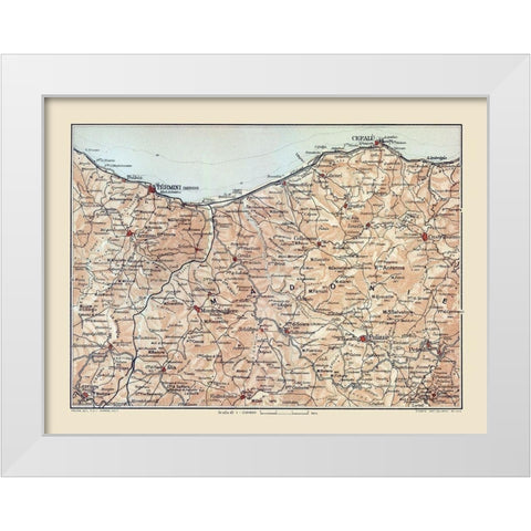 Madonie Region Sicily Italy - Baedeker 1880 White Modern Wood Framed Art Print by Baedeker