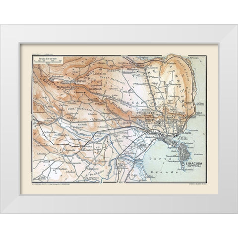 Porto Grande Region Sicily Italy - Baedeker 1880 White Modern Wood Framed Art Print by Baedeker