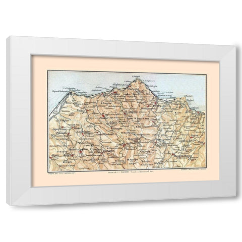 Northeastern Sicily Italy - Baedeker 1880 White Modern Wood Framed Art Print by Baedeker