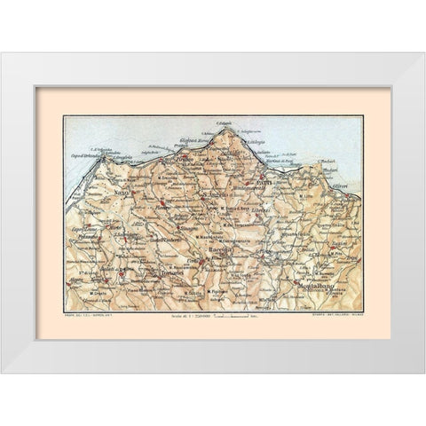 Northeastern Sicily Italy - Baedeker 1880 White Modern Wood Framed Art Print by Baedeker