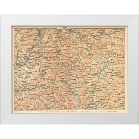 Northeastern Italy - Baedeker 1896 White Modern Wood Framed Art Print by Baedeker