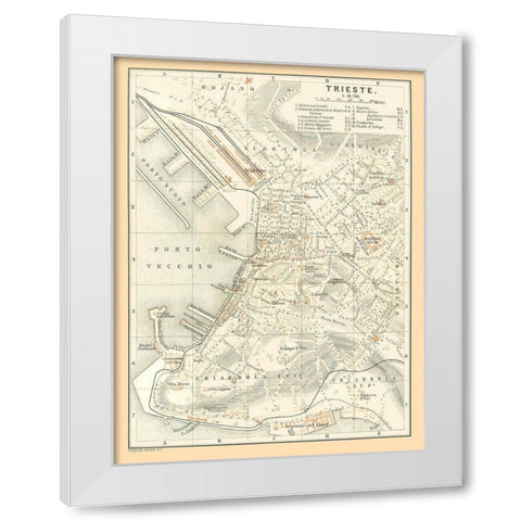 Trieste Italy - Baedeker 1896 White Modern Wood Framed Art Print by Baedeker