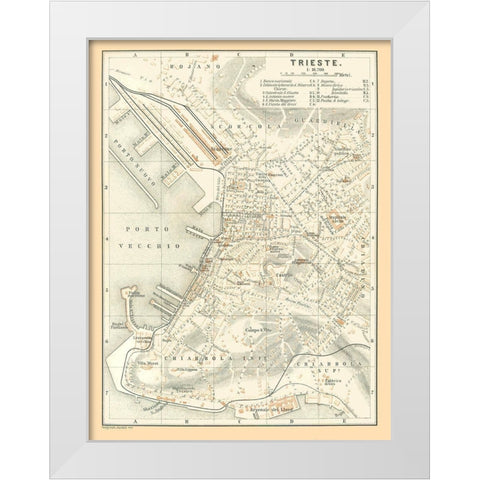 Trieste Italy - Baedeker 1896 White Modern Wood Framed Art Print by Baedeker