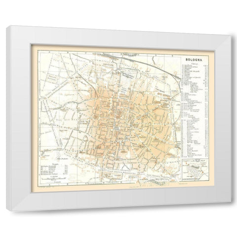 Bologna Italy - Bertarelli 1914 White Modern Wood Framed Art Print by Bertarelli