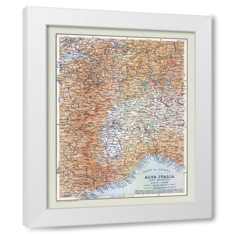 Northwestern Italy - Bertarelli 1914 White Modern Wood Framed Art Print by Bertarelli